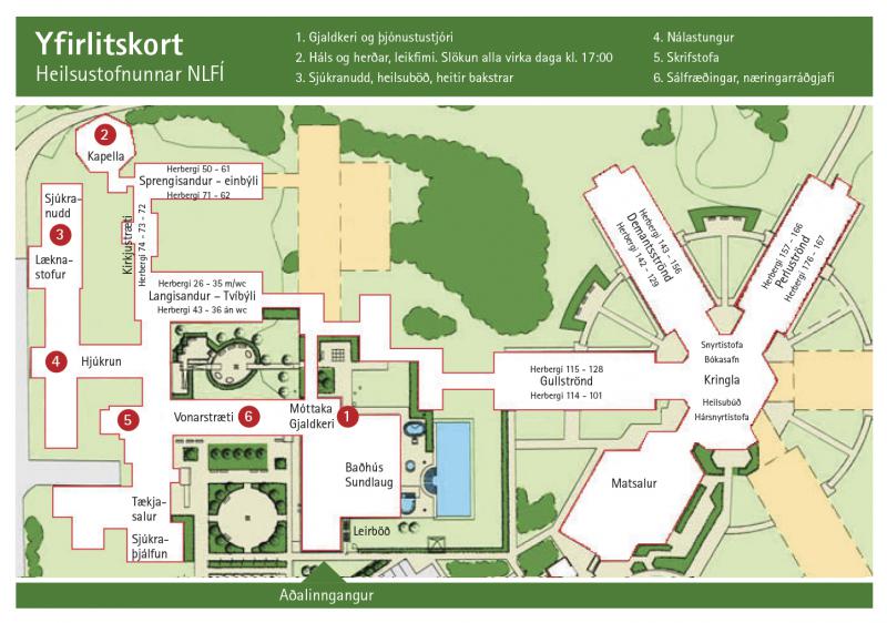 Yfirlitskort af Heilsustofnun NLFÍ